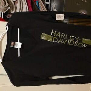 Harley-Davidson Black V-Neck with Green Logo